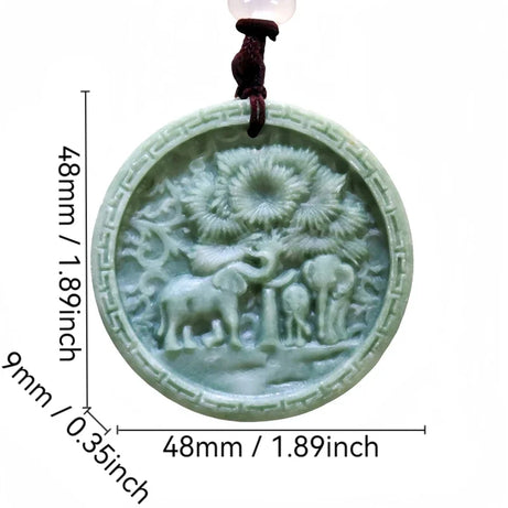 Dark Green Jade Dragon Fox & Owl Pendant Necklace, Carved Amulet Zodiac Talisman