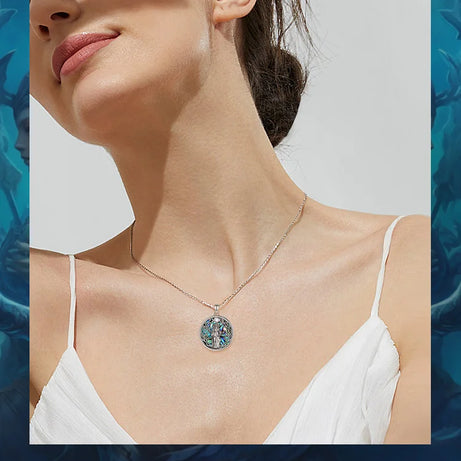 S925 Sterling Silver Triple Moon Goddess Pendant Necklace, Hecate Natural Abalone Amulet