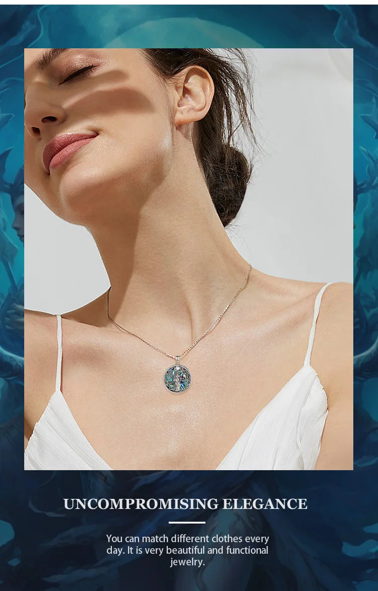 Eudora 925 Sterling Silver Triple Moon Goddess Necklace for Women Hecate Amulet Pendant Natural Abalone Jewelry Personality Gift