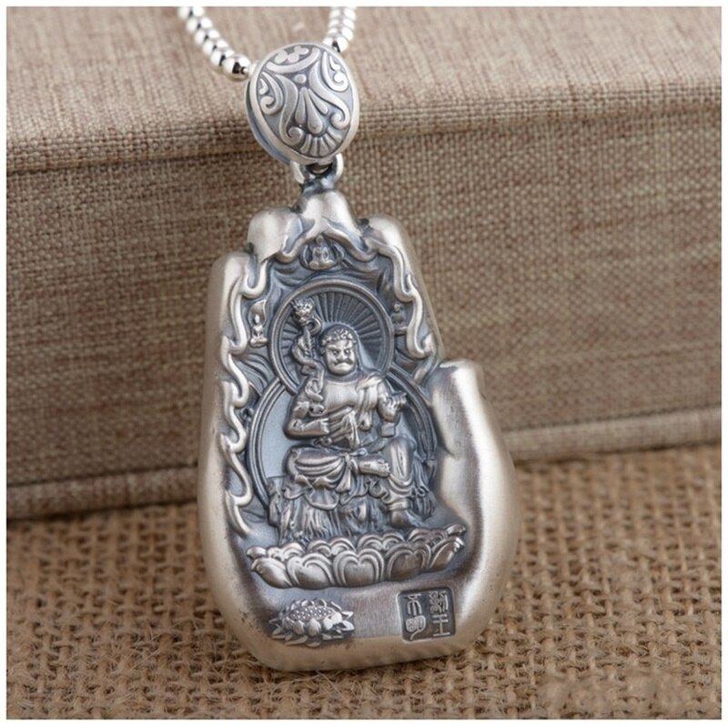 Retro Eight Patronus Buddha Pendant Necklace For Men Jewelry Ethnic Trendy Silver 925 Chain Necklace Male Party Accessories Gift - Charlie Dolly