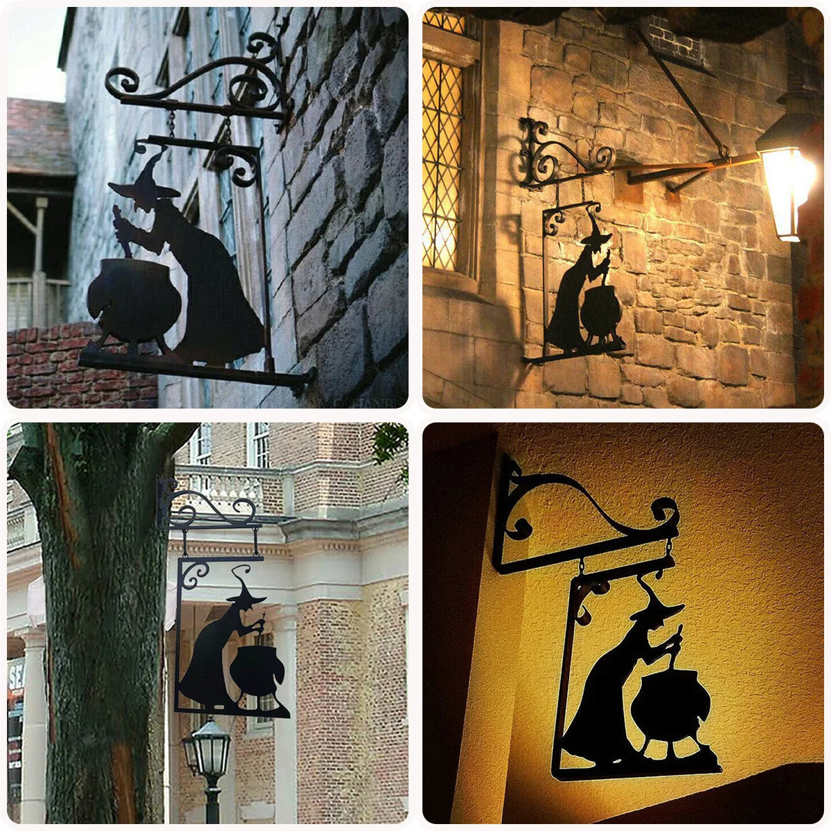 Halloween Metal Sign Witch Shape Iron Witch Boiler Silhouette Wall Mural Spooky Mysterious Witch Hanging Signage Horror - Charlie Dolly