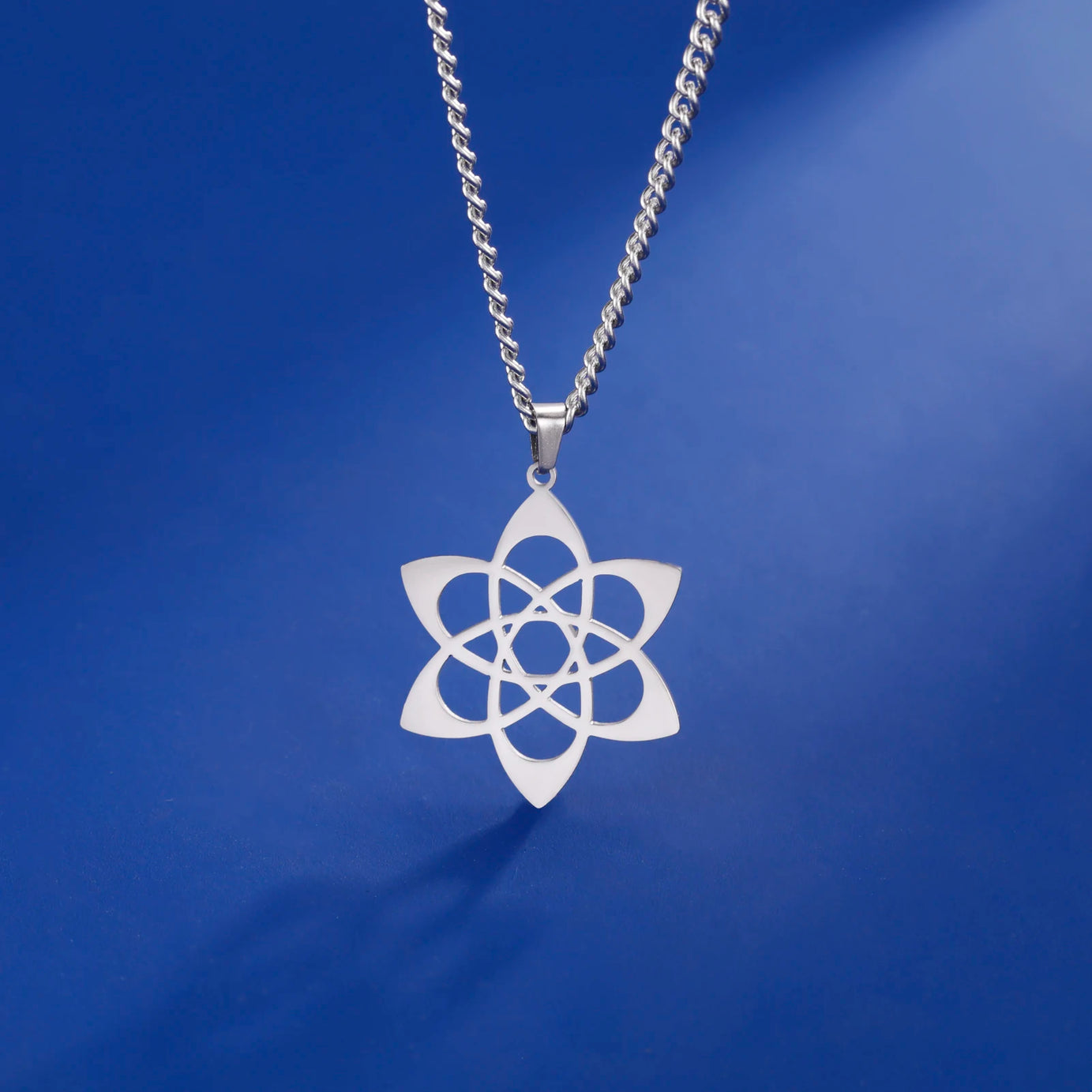 Chakra Lotus & Star of David Amulet Necklace, Hebrew Sacred Protection Talisman