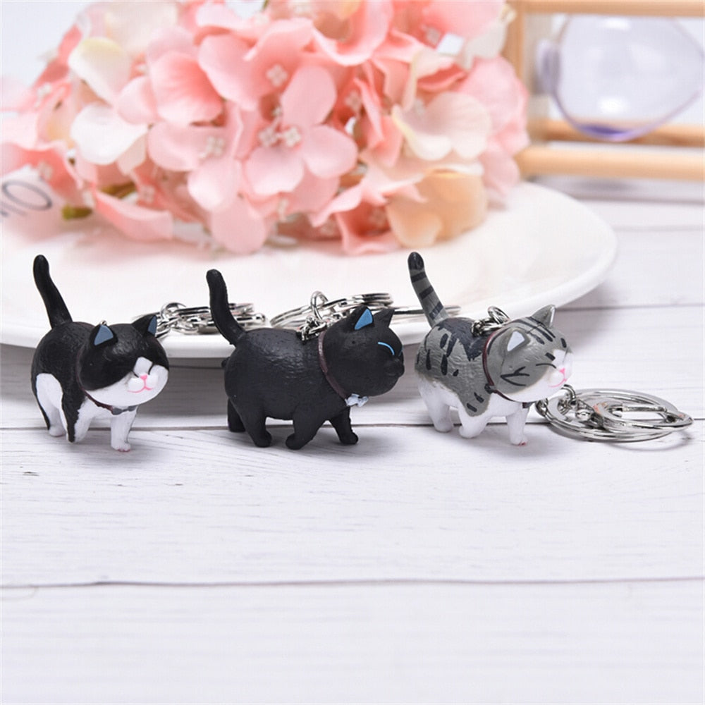 Cute Cat Animal Key Rings Kawaii Japan Kitten Car Keychain Bag Pendant Gift For Women Girls Pet Lovers Decoration - Charlie Dolly