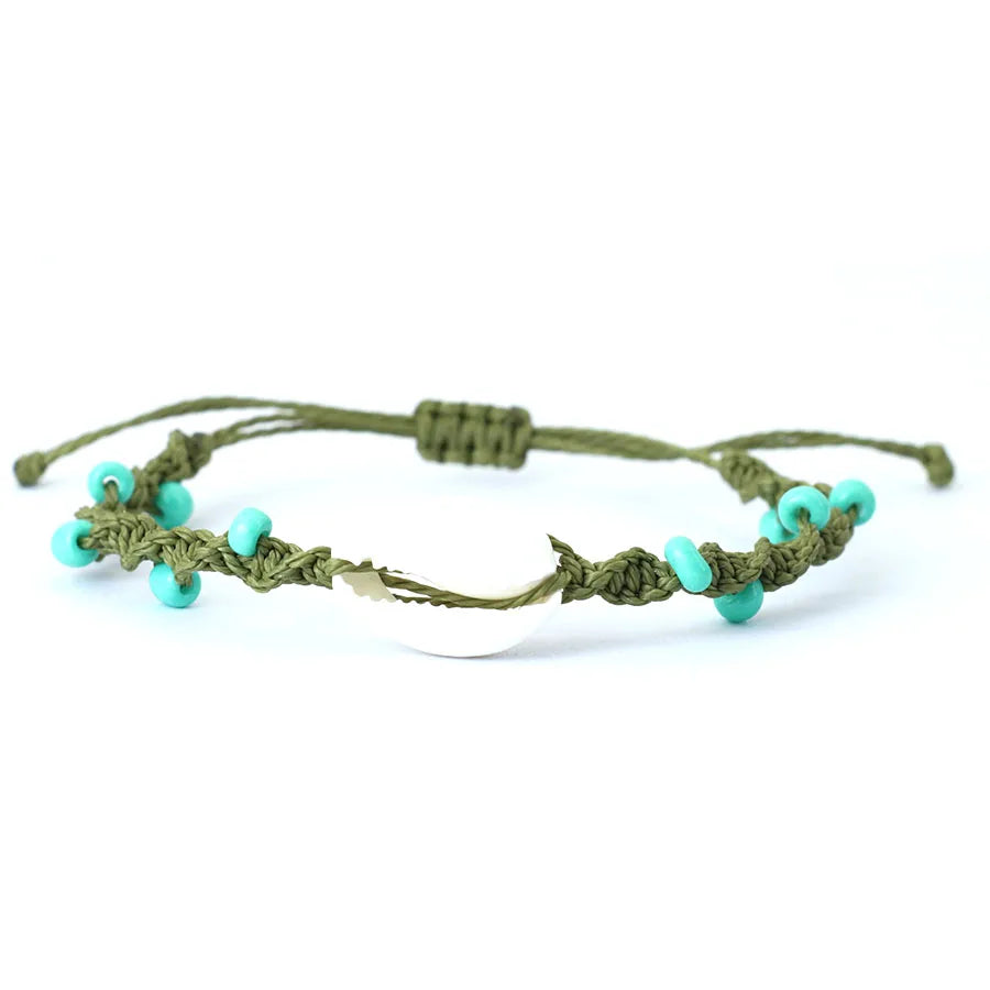 Noter Bohemia Macrame Bracelet Adjustable Unisex Beach Shell Braslet 4mm Blue Howlite Braclet Handmade Surfing Jewelry Pulseria