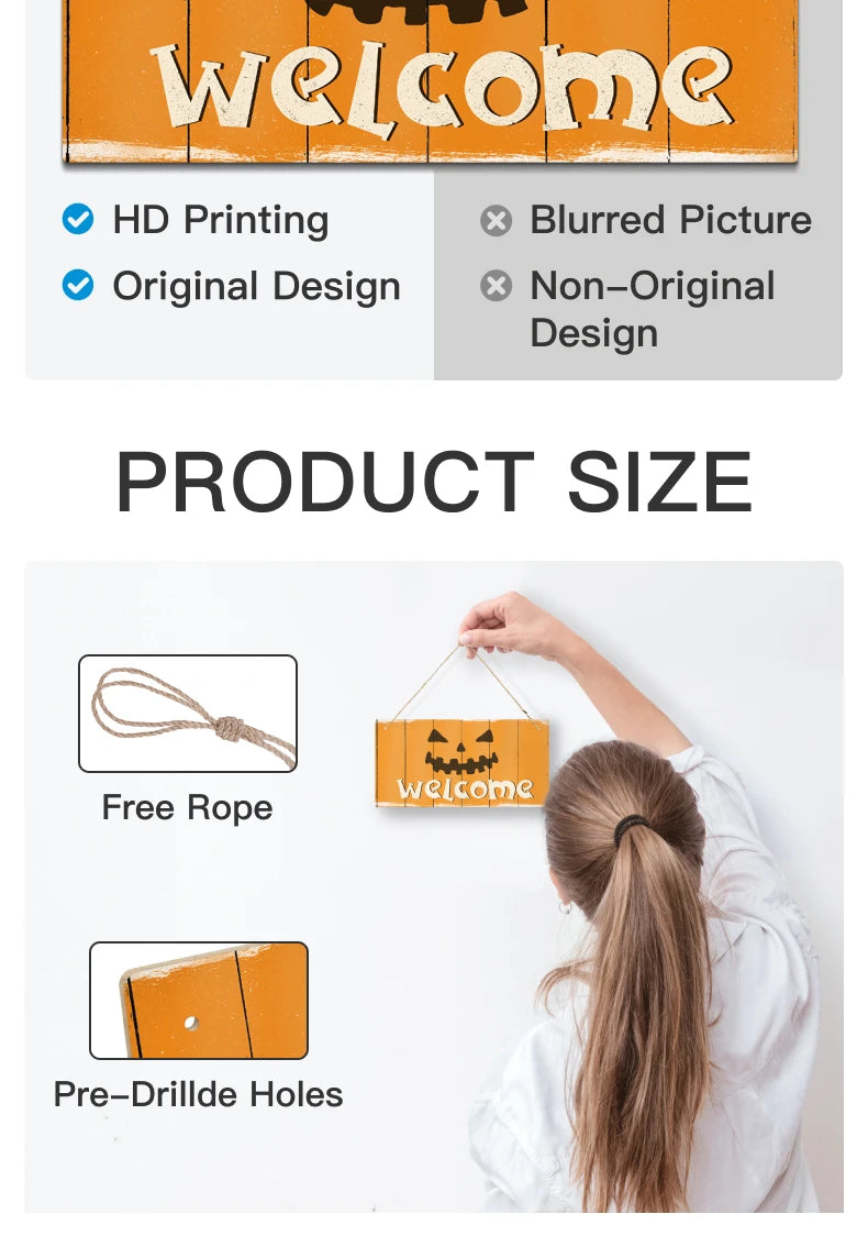 Putuo Decor Halloween Wooden Hanging Pendant Door Sign Pumpkin Ghost Bat Swith Greeting Doorplate Wood Crafts Happy Halloween Da - Charlie Dolly