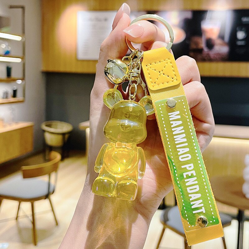 Cute Crystal Keychain Charm Tie The Bear Pendant For Women Bag Car KeyRing Mobile Phone Fine Jewelry Accessories Kids Girl Gift - Charlie Dolly