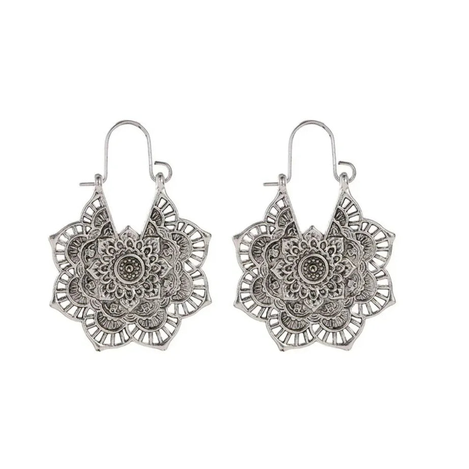 Mandala Antique Hoop Dangle Earrings Jewelry