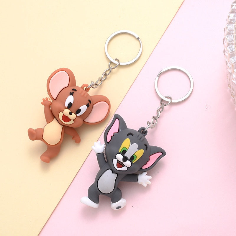 Cute Cat Mouse Keychain Cartoon Key Accessories Animal Resin Doll Bag Pendant Trendy Men Women Jewelry Gifts Wholesale - Charlie Dolly