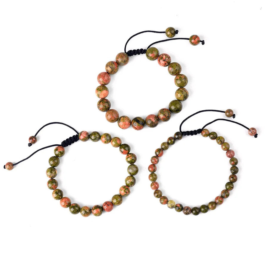 Natural Stone Beaded Bracelet — Tiger Eye, Agate & Lava