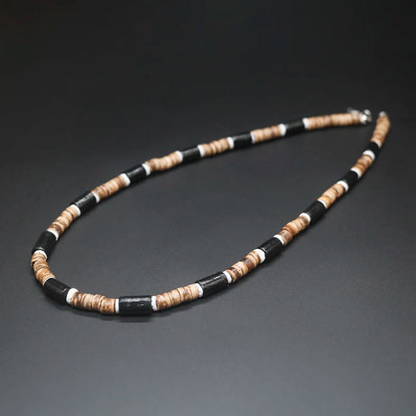 Tribal Coconut and Puka Shell Boho Necklace for Men