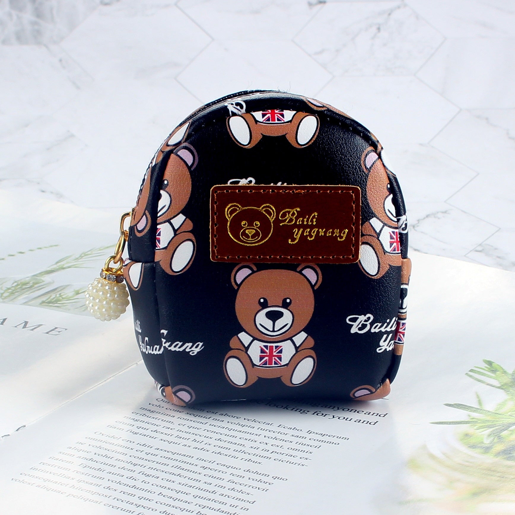 Kawaii Cartoon Bear Coin Purses Wallet for Women Korean Fashion Zipper PU Leather Coin Pouch Cute Small Bag Girl Mini Backpack - Charlie Dolly