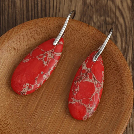 Red Jasper Teardrop Dangle Earrings