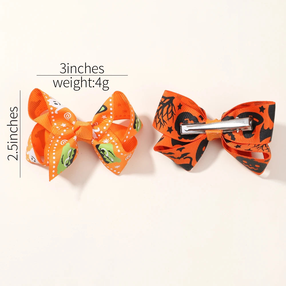 4Pcs/Set Cute Halloween Bow Hair Clip Fashion Kids Girl Hairpin Party Decoration Barrettes Baby Hair Accessories Gift Wholesale - Charlie Dolly