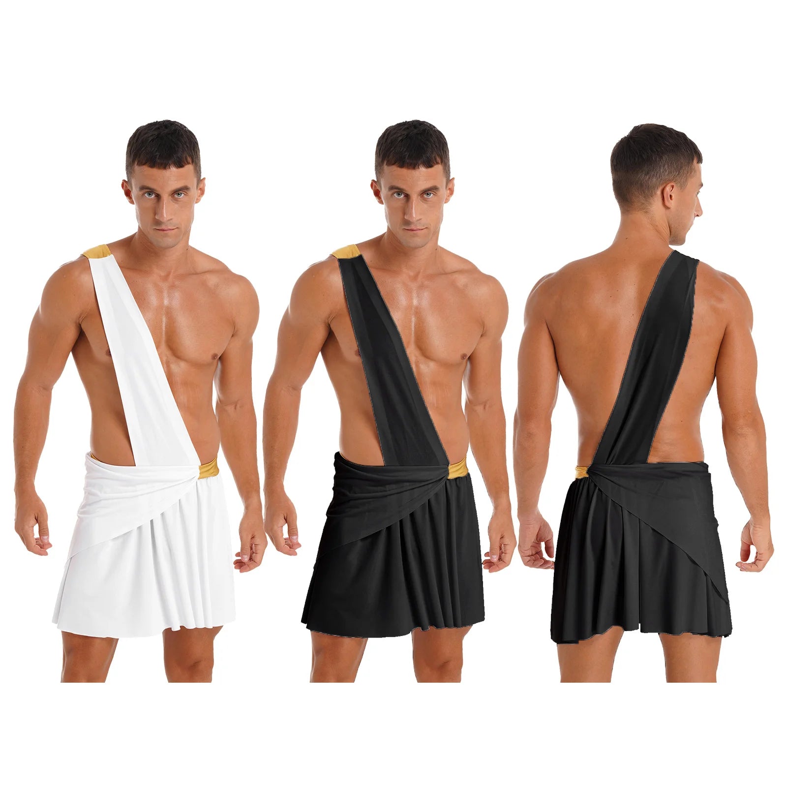 Men's  Ancient Greek God Halloween Party Costume Cosplay One Shoulder Strap Skirts Knight Warrior Theatrical Performance Outfit - Charlie Dolly