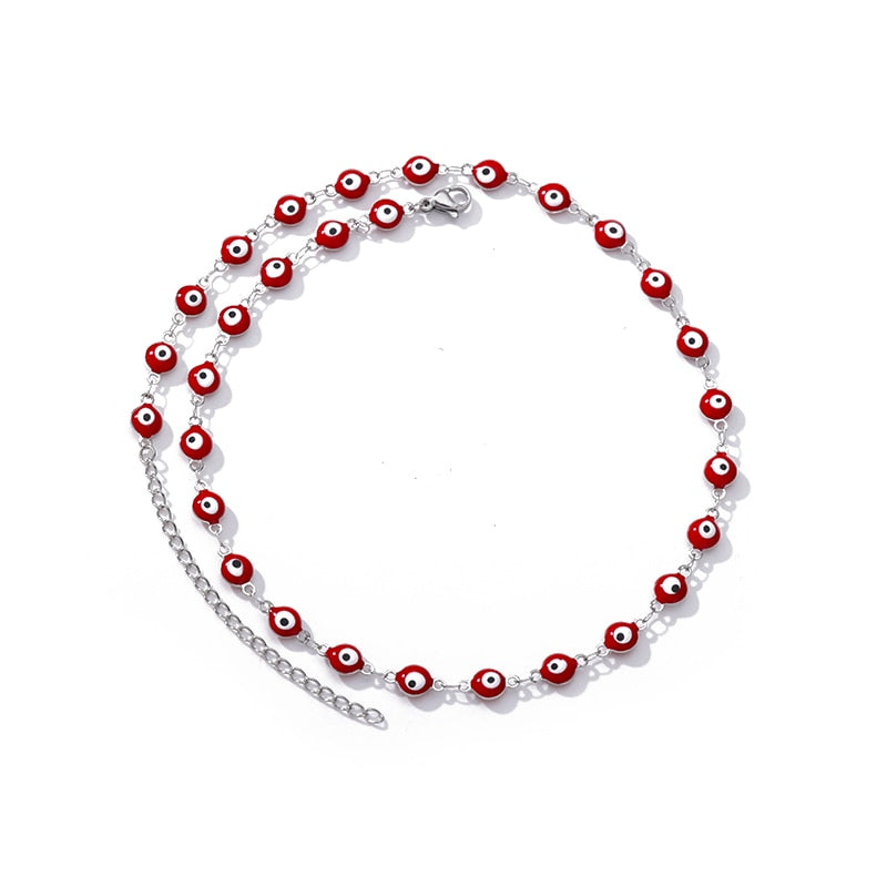 Zircon Evil Eye Pendant Necklace For Women Stainless Steel Vintage Turkish Eye Fatima Hand Choker Collar New In Goth emo Jewelry - Charlie Dolly