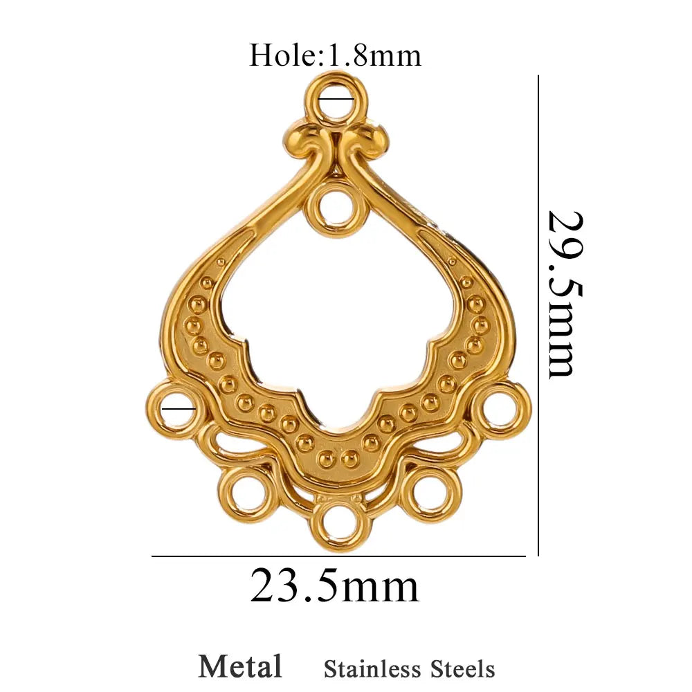 5pcs Stainless Steel Earring Connector Charms Boho Gold Hollow Pendants for Women DIY Jewelry Earring Necklace Making Wholesale