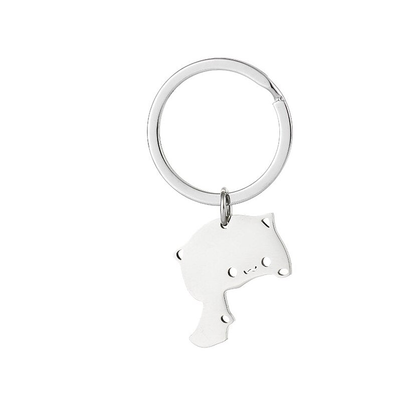 Cute Cat Keychain Stainless Steel Key ring Couple Lover Animal Matching Keyring Pendants Valentine&#39;s Day Gift - Charlie Dolly