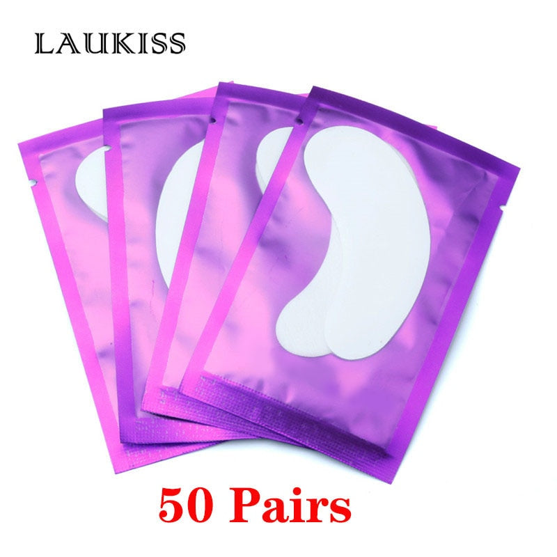 25/50/100Pairs Eye Patches Under Eyelash Pads for Building Hydrogel Paper Patches Pink Lint Free Stickers for False Eyelashes - Charlie Dolly