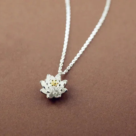 925 Sterling Silver Lotus Flower Pendant, Sacred Bloom Necklace
