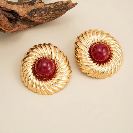 Resin Bead Big Spiral Stud Earrings Jewelry