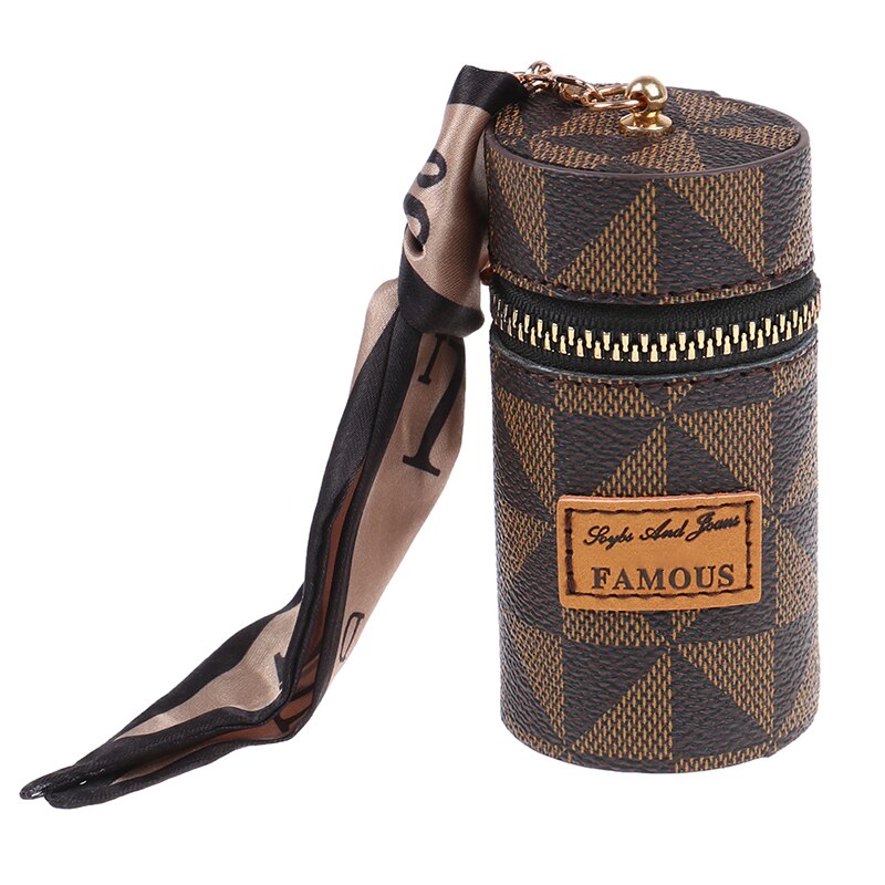 Leather Luxury Leather Bucket Lipstick Bag Keychain Exquisite Personality Storage Bag Pendant Accessories Key Ring Gift - Charlie Dolly