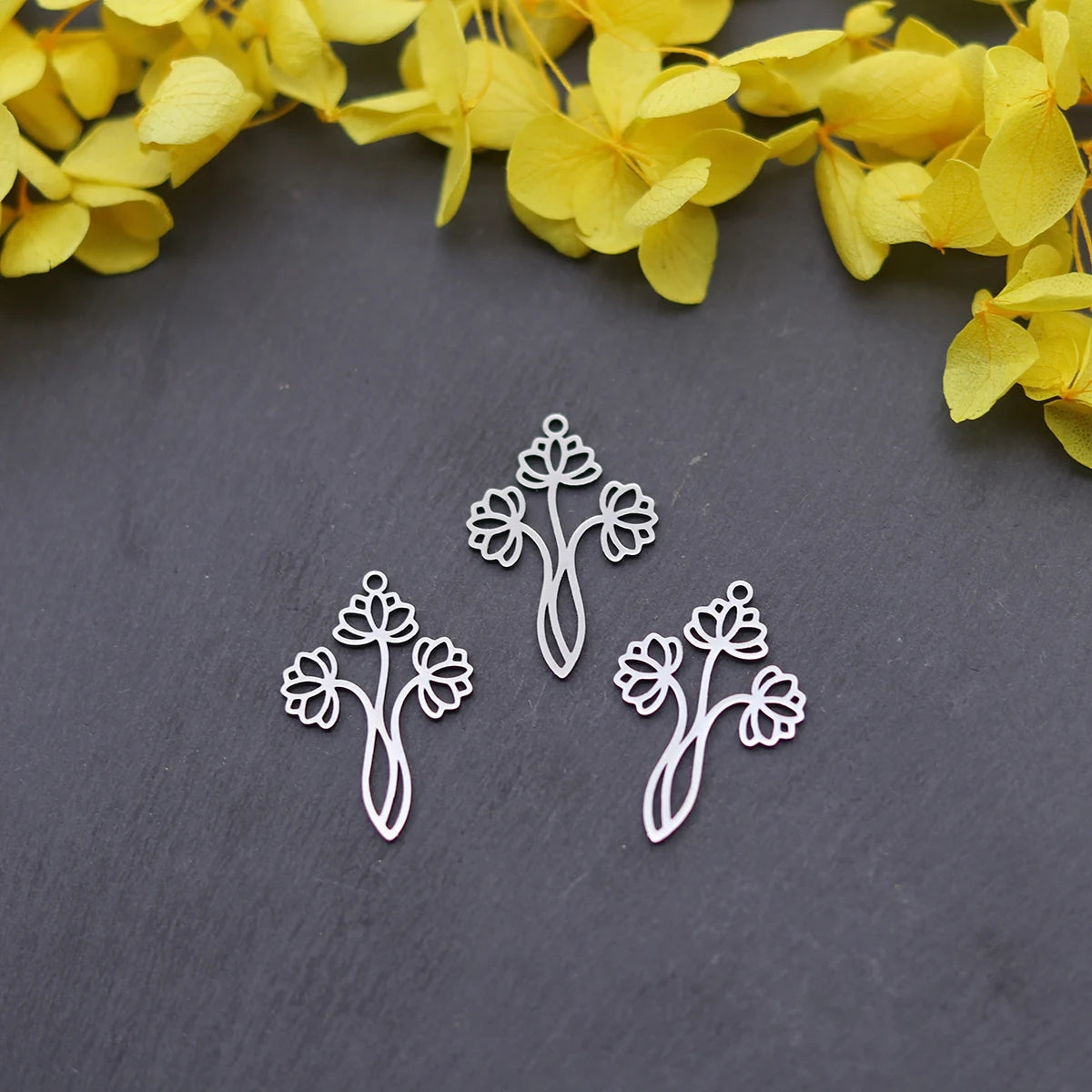 3PCS DIY Amulet Lotus Flower Yogo Buddha Stainless Steel Pendant Charm For Jewelry Making Necklace Religion Crescent diy Supplie