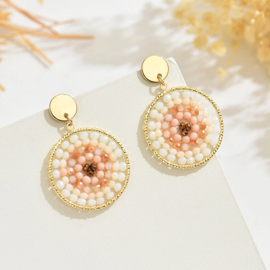 Seed Bead Metal Handmade Drop Earrings Jewelry