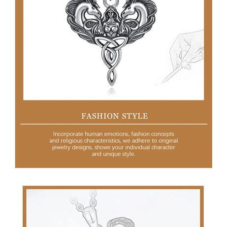 Celtic Horse Trinity Knot Necklace, S925 Sterling Silver