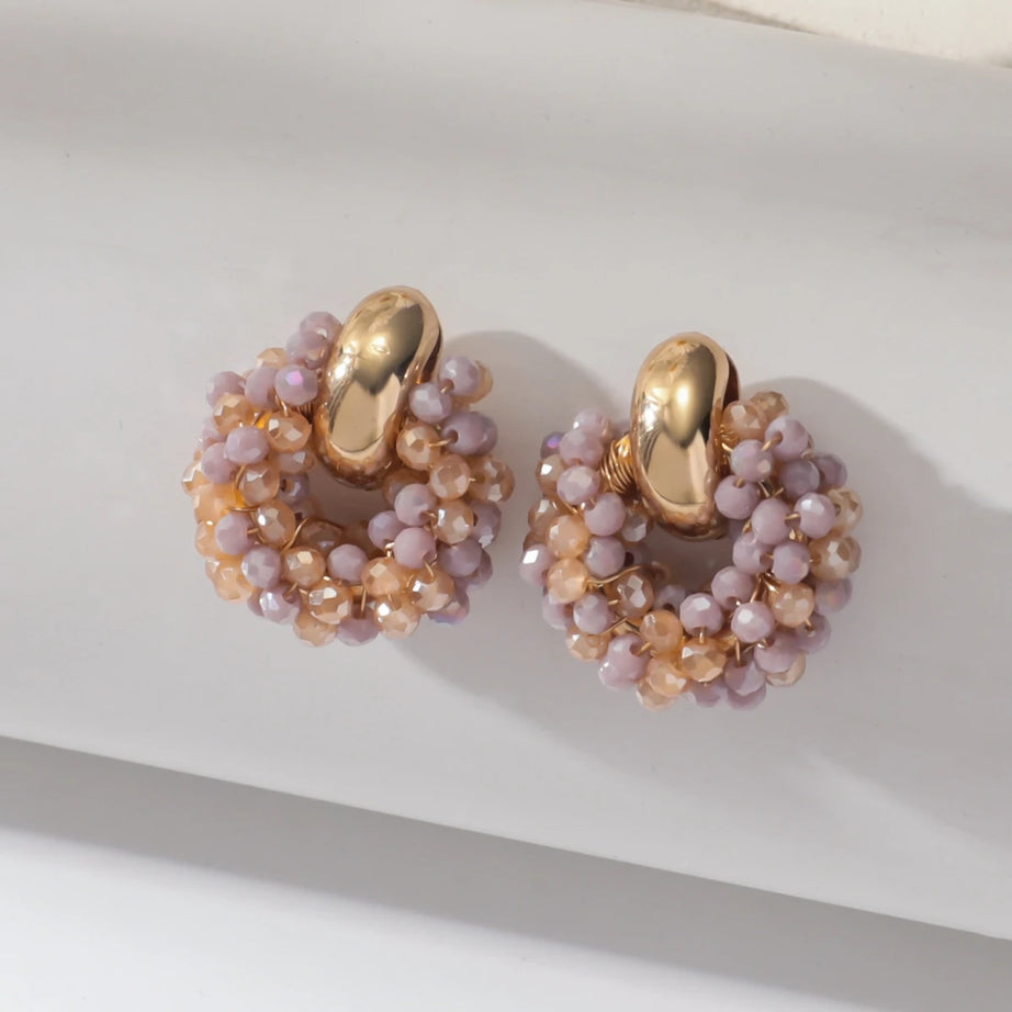 Crystal Bead Geometric Drop Earrings Jewelry