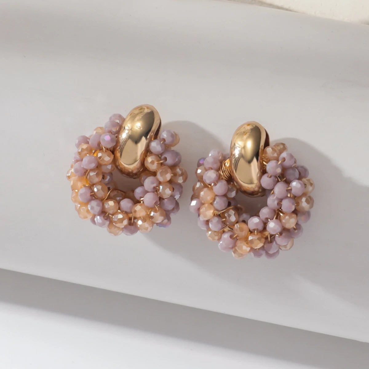 Boho Elegant Crystal Beads Drop Earrings for Women Luxury Geometric Dangle Summer Beach Party Jewelry