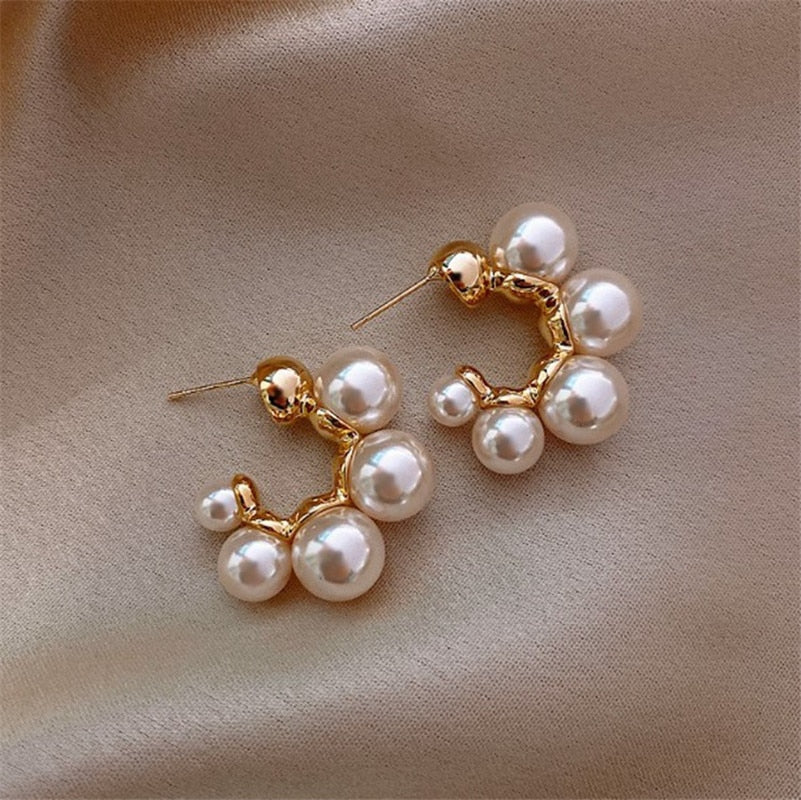 Circle Shell Flower Hoop Earrings For Women Fashion Sweet Metal Jewelry Oorbellen Gift