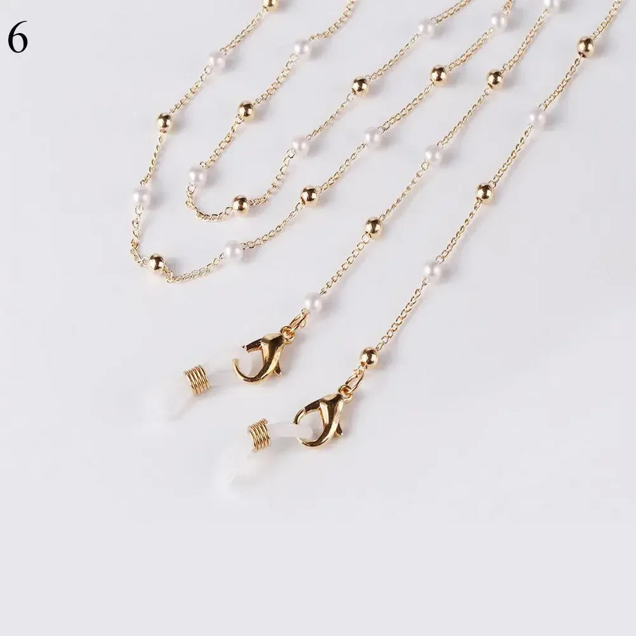 Pearl and Shell Beaded Sunglasses Chain Lanyard