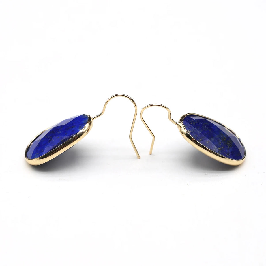 Hot Sale Natural Stone Lapis Lazuli Pink Crystal Faceted Dangle Earring Reiki Eardrop Women Hook Dangle Earrings Party Jewelry - Charlie Dolly