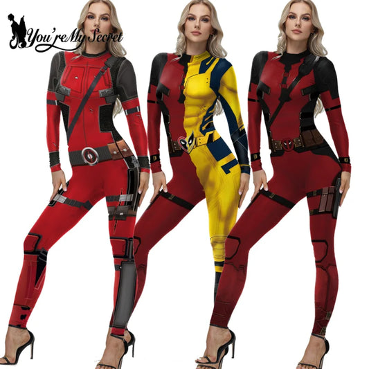 [You're My Secret] Cosplay Superhero Wolverine Deadpool Costume Anime Halloween Party Zentai Catsuit Women Men Bodysuit Jumpsuit