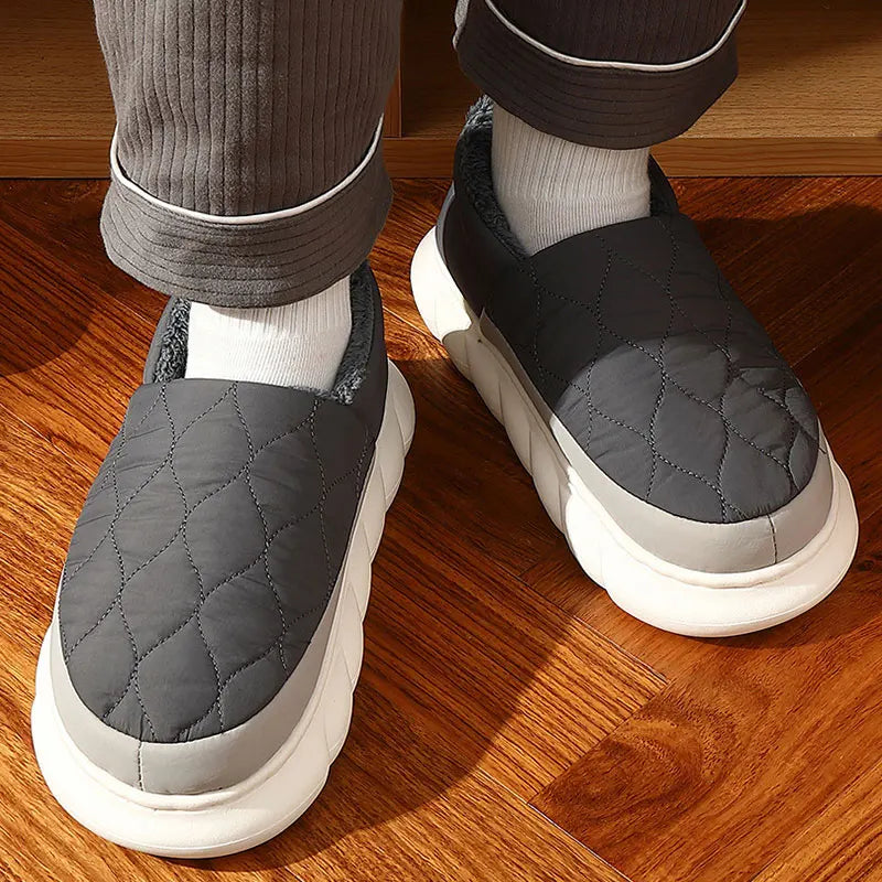 Litfun Plush Slippers Men Women Slippers New Winter Outdoor Warm Waterproof Cotton Shoes Indoor Antiskid Thick Sole Home Slides - Charlie Dolly
