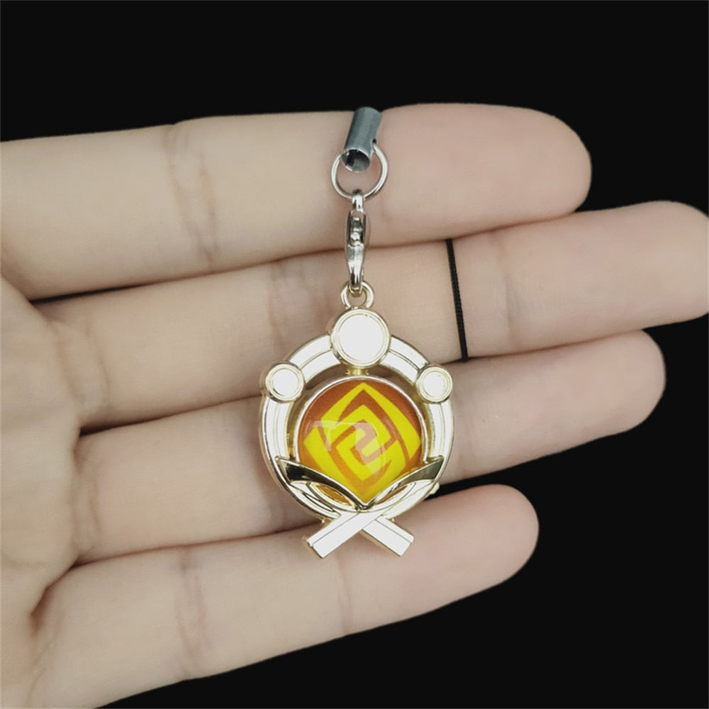 Game Genshin Impact Keychain Luminous 7 Element Double-Side Glass Pendant Weapons Eye Of Original Keyring Phone Charms Souvenir - Charlie Dolly