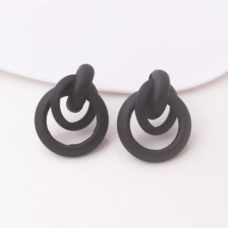 Boho Black Dangle Earrings for Women Long Hanging Earrings Leaf Pendants Pearl Crystal Geometric Earrings pendientes mujer
