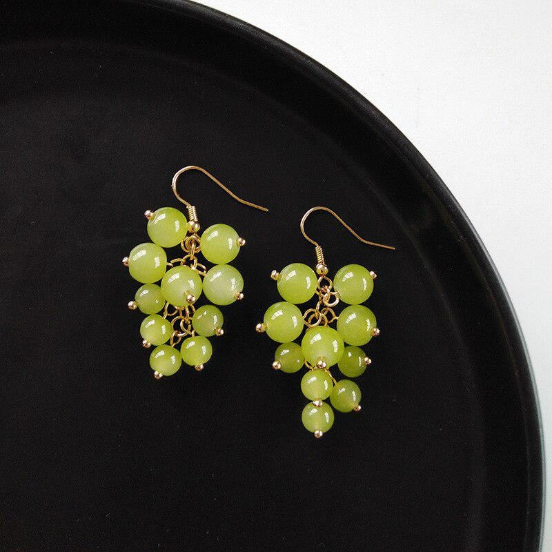 Fashion Grape Earrings for Women Simple Cute Fruit Green Beads Drop Dangle Hook Earring Party Trendy Jewelry Accessories Gift - Charlie Dolly