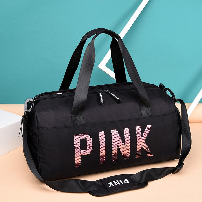 New Sequins Pink Gym Bag Women Shoe Compartment Waterproof Sport Bags for Fitness Training Bolsa Sac De Sport Travel Bag - Charlie Dolly