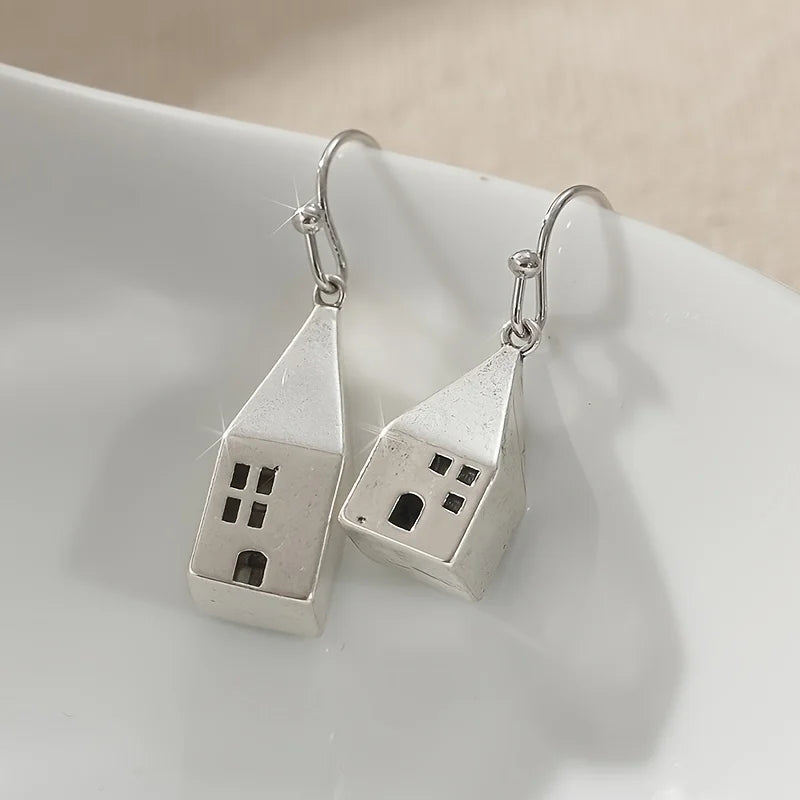 Boho-Chic Handcrafted Mini House Dangle Earrings for Women - Vintage Style, Perfect for Casual Attire & Gifting