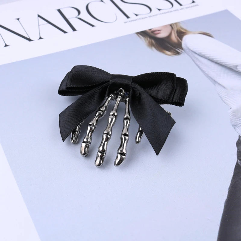 Halloween Bow Skull Clip Skeleton Ghost Hand Bone Hairpin Vintage Punk Gothic Personality Women Girls Hairclips Hair Accessories - Charlie Dolly