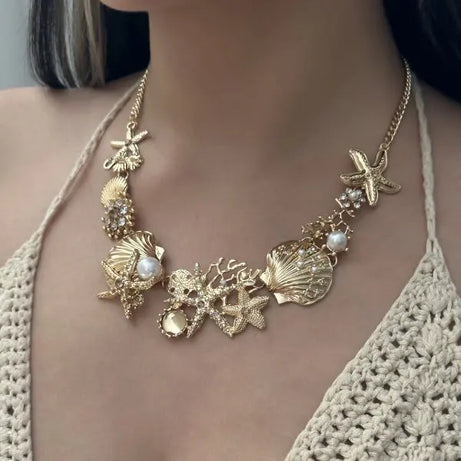 Exaggerated Coral, Starfish and Scallop Ocean Necklace, Bracelet or Earring