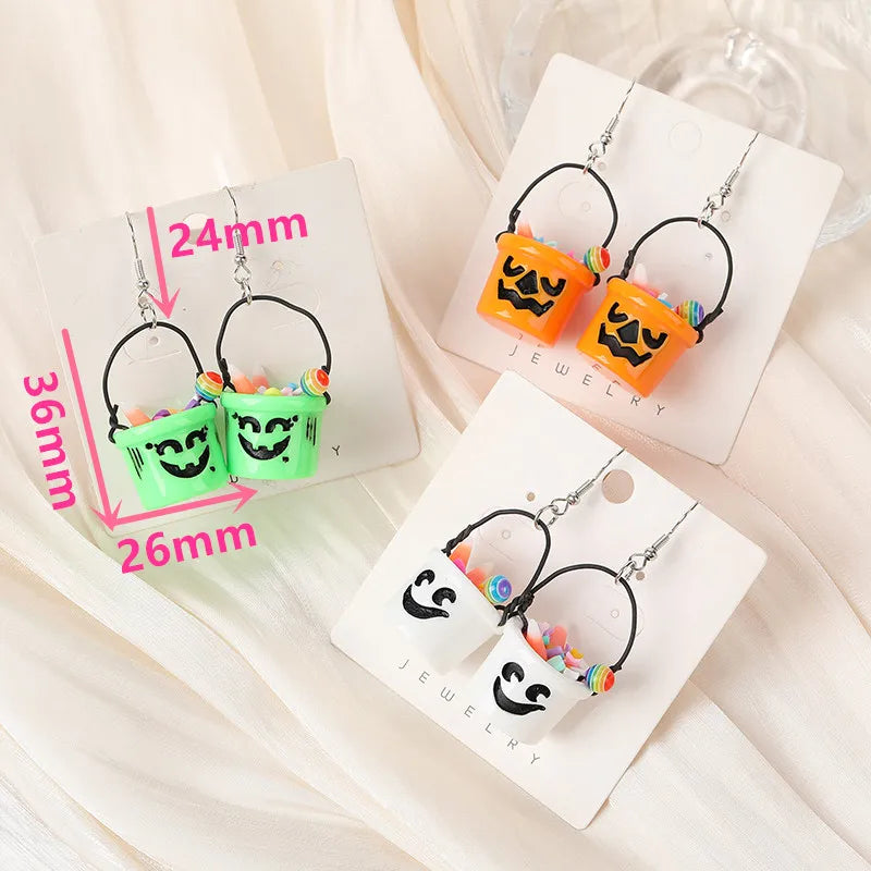 1Pair Fashion Halloween Drop Earrings 3D Resin Basket Jewelry For Girl  and Woman Birthday Gift - Charlie Dolly