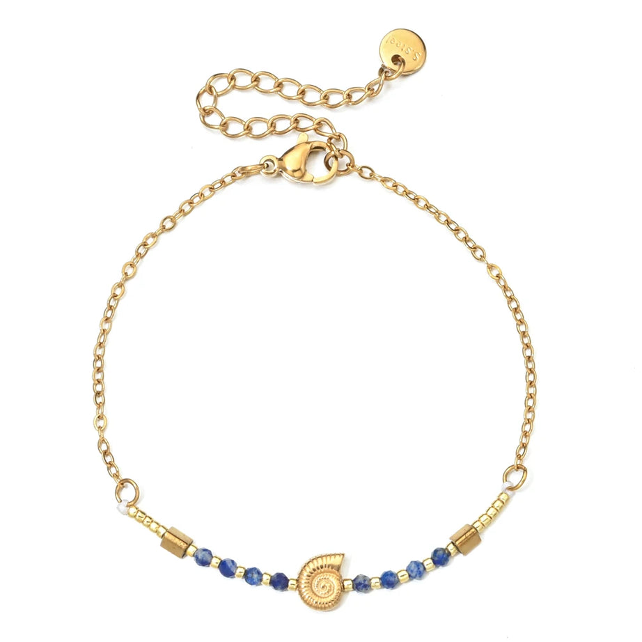 Cute Seashell Thin Natural Stone Bracelets for Women Beads Stainless Steel Chain Bracelet Minimalist Pulseras Boho Jewelry - Charlie Dolly
