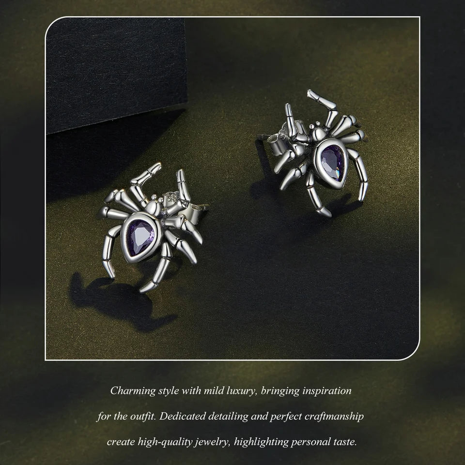 BISAER 925 Sterling Silver Mini Pumpkin Luminous Stud Earrings Enamel Ear Clip For Girl Halloween Party Original Fine Jewelry - Charlie Dolly