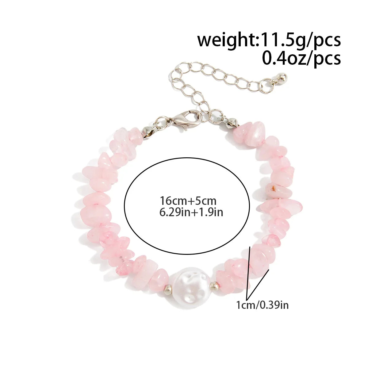 Boho Pink Zircon Heart Circular Imitation Pearl Pendant Necklace 2026 Sweet Natural Stone Chain Style Girls Fashion Jewelry