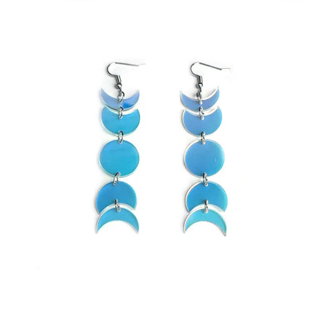 Magic Color Moon Phase Drop Earrings, Iridescent Acrylic Boho Celestial Talisman