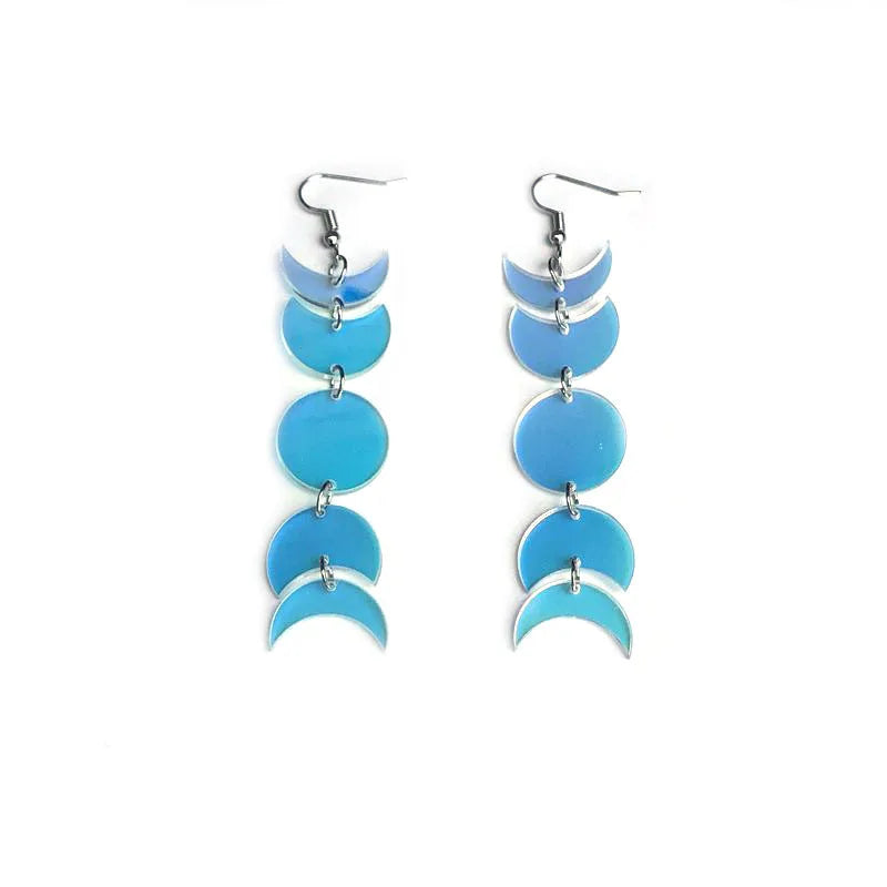 Magic Color Acrylic Drop Earrings Geometric Round Moon Women Phases Of The Moon Earrings Personalized Jewelry Novelty Gifts