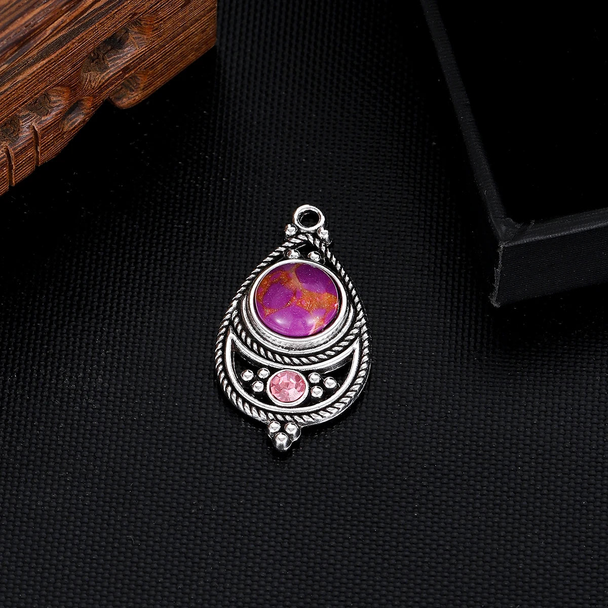 Boho Natural Stone Crystal Geometric Pendant Charms Pendants Earring Necklace Diy Women Jewelry Making Accessories