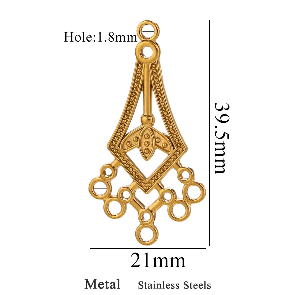 5pcs Stainless Steel Earring Connector Charms Boho Gold Hollow Pendants for Women DIY Jewelry Earring Necklace Making Wholesale